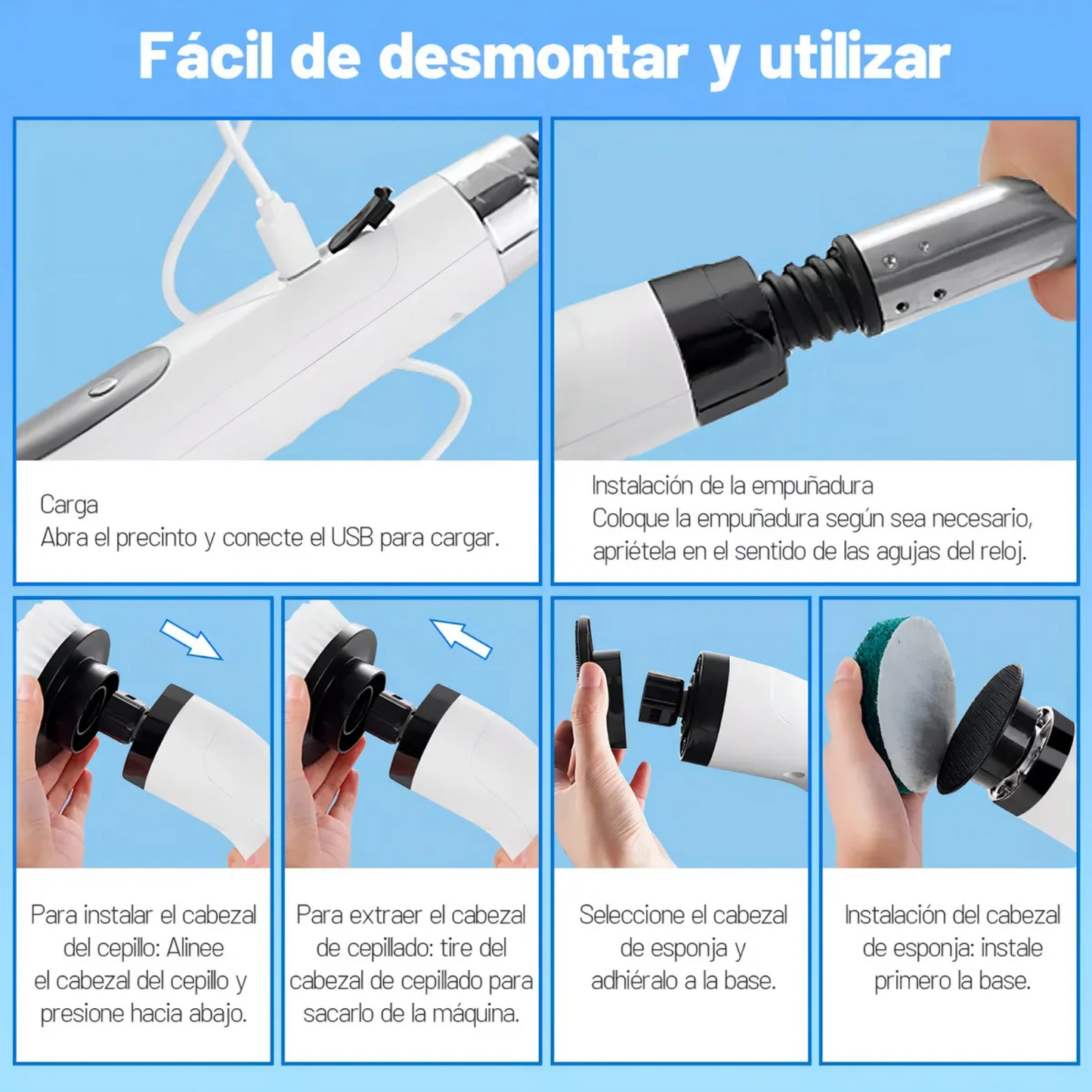 Cepillo de Limpieza Eléctrico MultiClean 9 en 1 | LIMPIEZA PROFUNDA TOTAL EN MINUTOS