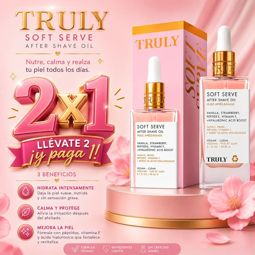 2x1 Aceite Truly Soft Serve Fresa | Hidrata, Elimina manchas y Vellos Encarnados💗