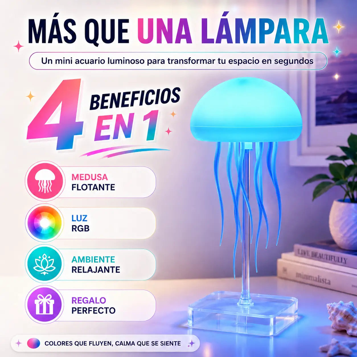 🪼Lámpara Medusa Flotante: Decora, ilumina y relaja en segundos