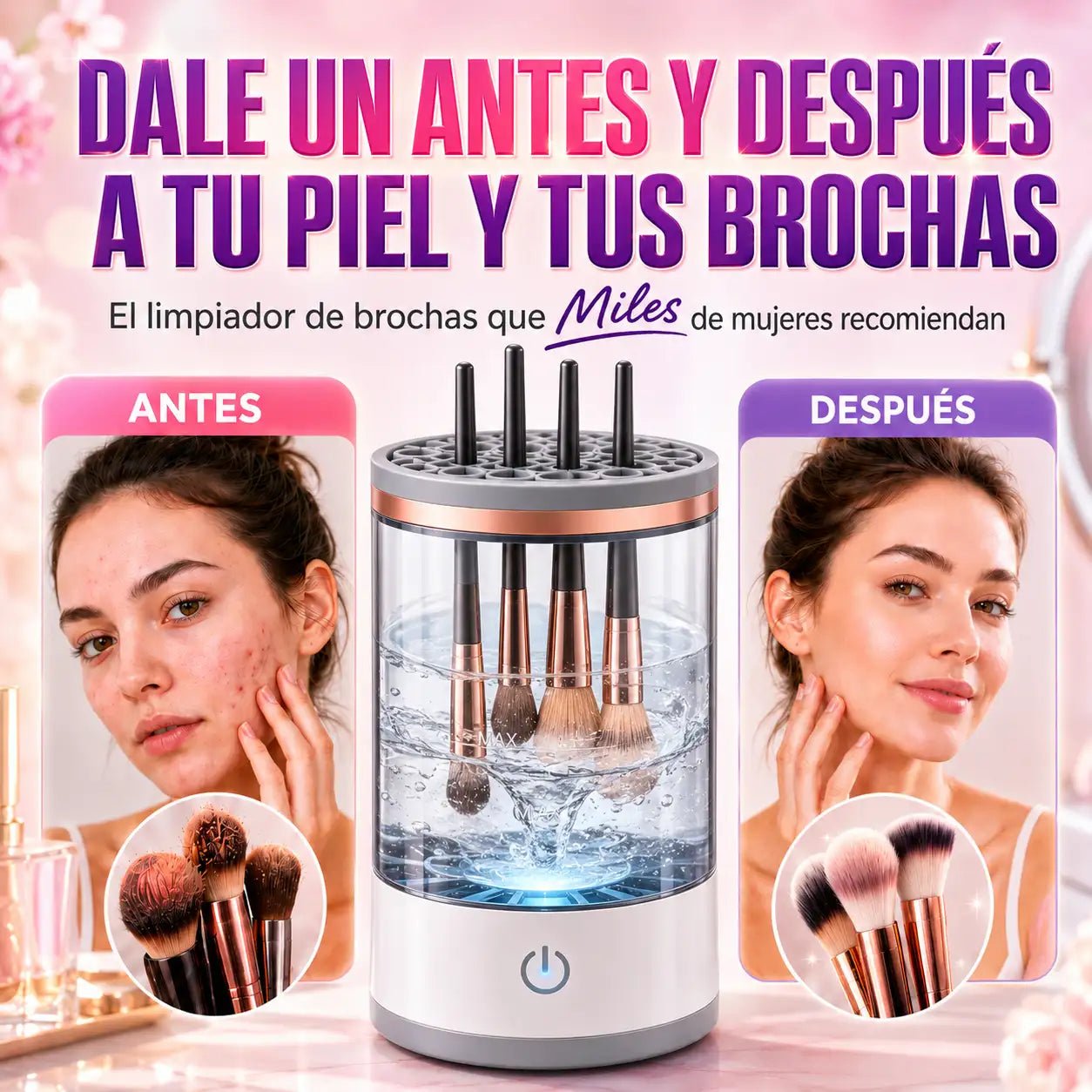 Limpiador De Brochas | Piel más cuidada y brochas limpias en minutos ✨