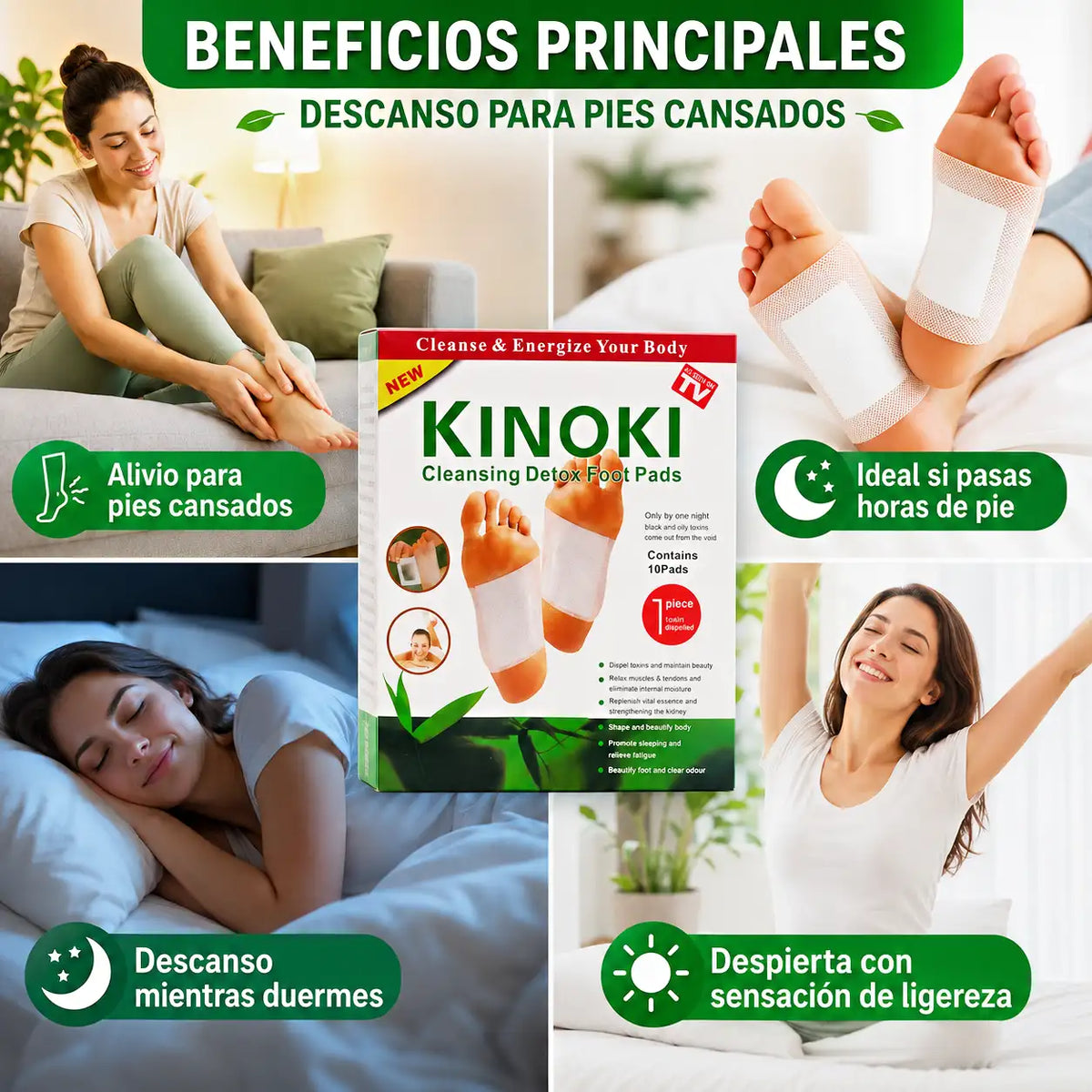 10 Cajas de Parches Kinoki | 100 Unidades - El Alivio que tus pies cansados necesitan