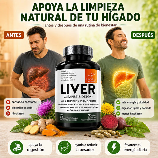 Liver Cleanse & Detox Premium 70 Cápsulas® Ayuda a que tu Hígado Funcione Mejor